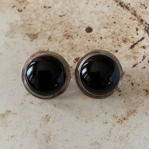 Vintage Black Onyx, Sterling Silver Earring